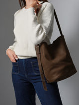 Sac Port paule Sac  Dos M Cavalier Nubuck Cuir Etrier Marron cavalier nubuck ECAN126M-vue-porte