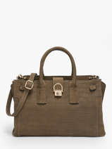 Satchel M Equestre Croco Leather Etrier Beige equestre croco EEQC142M