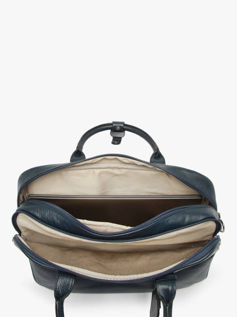 Leather Frandres Briefcase 2 Compartments Etrier Blue flandres EFLA8252 other view 3