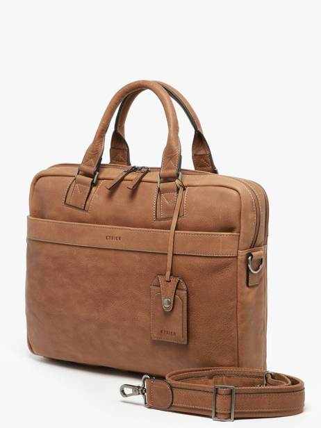 Leather Spider Briefcase 2 Compartments Etrier Brown spider ESPI8022 other view 2